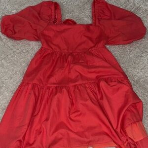 Orange Puff Sleeve Dress